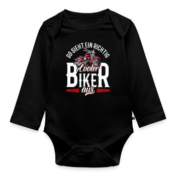 Dicton de motard : c’est à ça qu’ressemble un motard vraiment cool - Body Bébé bio manches longues - noir - Devant