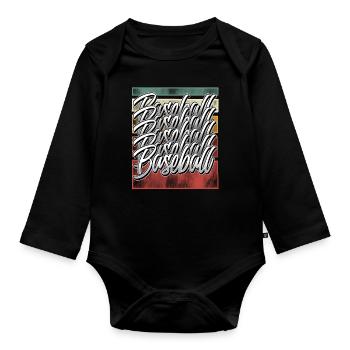 Baseball - Baby Bio-Langarm-Body - Schwarz - Vorne