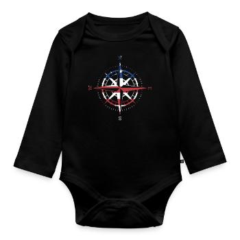 Geocacher Us Flag Geocaching - Organic Longsleeve Baby Bodysuit - black - Front