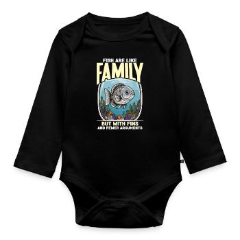 Aquarium Enthusiast Fish Are Like Family Aquarist - Organic Longsleeve Baby Bodysuit - black - Front