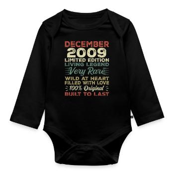 Décembre 2009 - Anniversaire Décembre 2009 année - Body Bébé bio manches longues - noir - Devant