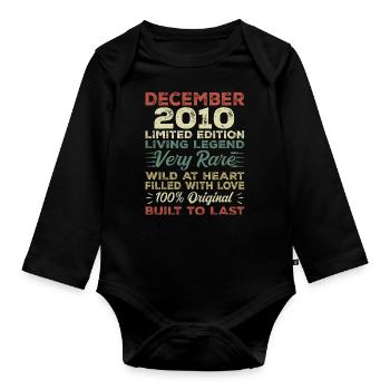 Dezember 2010 - Geburtstag Dezember 2010 Jahr - Baby Bio-Langarm-Body - Schwarz - Vorne