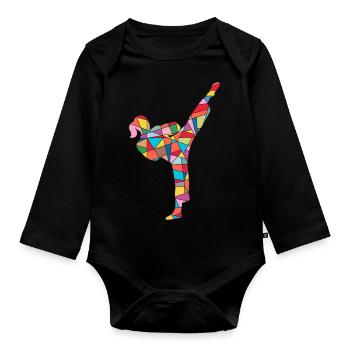 Karaté Fille Artiste Martial Femmes Taekwondo Fille - Body Bébé bio manches longues - noir - Devant