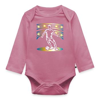 Joueur de football Cadeau de joueur de football - Body Bébé bio manches longues - mauve - Devant
