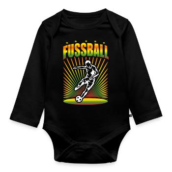 Fußball Fußballspieler Fußballer Geschenk - Baby Bio-Langarm-Body - Schwarz - Vorne