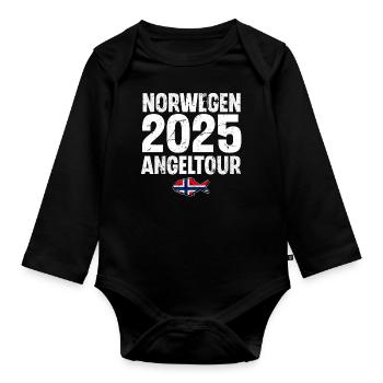 Norwegen Angeltour 2025 - Baby Bio-Langarm-Body - Schwarz - Vorne