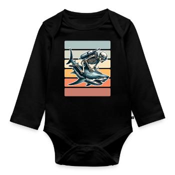 Diving Divers - Organic Longsleeve Baby Bodysuit - black - Front
