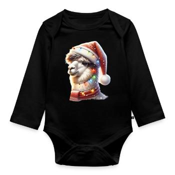 Lama - Organic Longsleeve Baby Bodysuit - black - Front