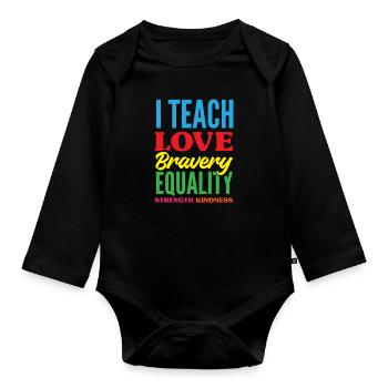Lustiges Lehrer Lehrerinnen Geschenk - Baby Bio-Langarm-Body - Schwarz - Vorne