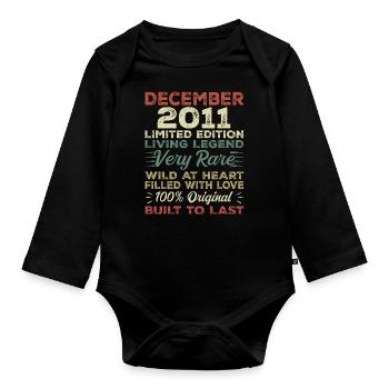 Dezember 2011 - Geburtstag Dezember 2011 Jahr - Baby Bio-Langarm-Body - Schwarz - Vorne