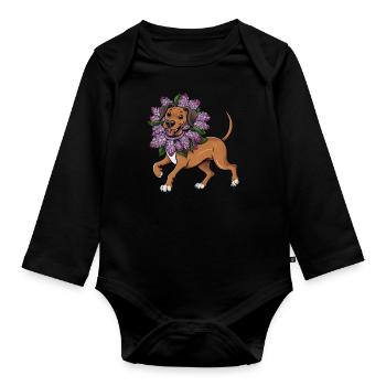 Rhodesian Ridgeback Lion Dog in Cartoon Style - Organic Longsleeve Baby Bodysuit - black - Front
