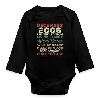 December 2006 - birthday December 2006 year - Organic Longsleeve Baby Bodysuit - black - Front