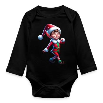 Christmas Elf Christmas - Organic Longsleeve Baby Bodysuit - black - Front