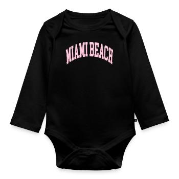 Miami Beach - Organic Longsleeve Baby Bodysuit - black - Front