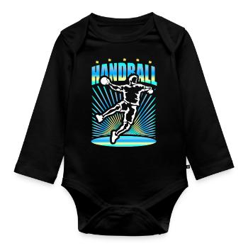 Cadeau Handball Handball Joueur - Body Bébé bio manches longues - noir - Devant