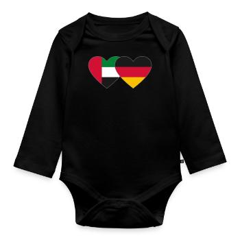 United Arab Emirates Germany Heart - Organic Longsleeve Baby Bodysuit - black - Front