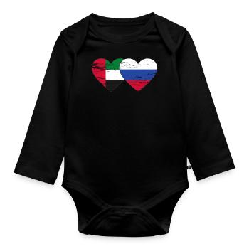 Vereinigte Arabische Emirate Russland Herz - Baby Bio-Langarm-Body - Schwarz - Vorne