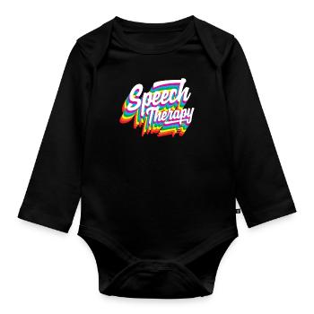 Speech Therapist Rainbow Design - Organic Longsleeve Baby Bodysuit - black - Front