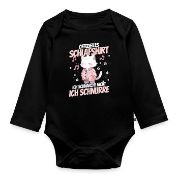 Official Sleep Shirt - I Purr and Dream - Organic Longsleeve Baby Bodysuit - black - Front