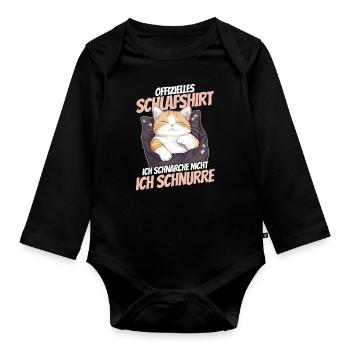 Official Sleep Shirt - Cute Kitten with Blanket - Organic Longsleeve Baby Bodysuit - black - Front