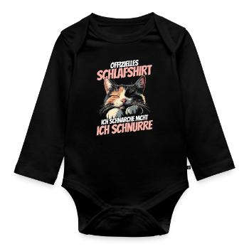 nieOffizielles Schlafshirt - Dreifarbiges Kätzchen - Baby Bio-Langarm-Body - Schwarz - Vorne