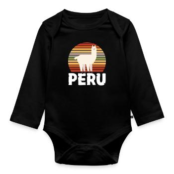 Peru Peruaner Geschenk - Baby Bio-Langarm-Body - Schwarz - Vorne