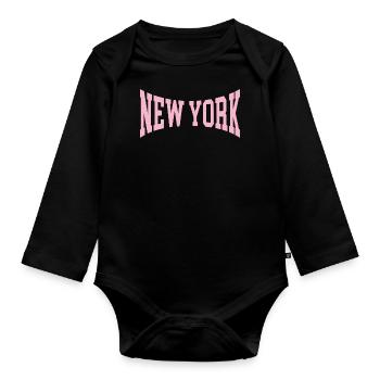 New York - Organic Longsleeve Baby Bodysuit - black - Front