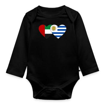 Vereinigte Arabische Emirate Uruguay Flagge Herz - Baby Bio-Langarm-Body - Schwarz - Vorne