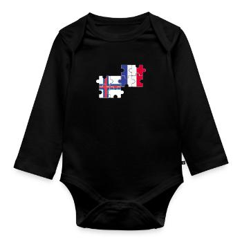 Faroe Islands France Flag French Faroe Islands - Organic Longsleeve Baby Bodysuit - black - Front
