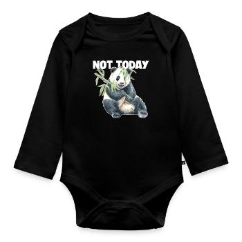 Nicht heute Pandabär Ailuropoda melanoleuca Riese - Baby Bio-Langarm-Body - Schwarz - Vorne