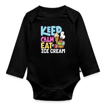 Amateurs de glaces : restez calme et mangez des glaces - Body Bébé bio manches longues - noir - Devant