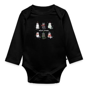 Chat de Noël Miaou Catmas Chaton Costume - Body Bébé bio manches longues - noir - Devant
