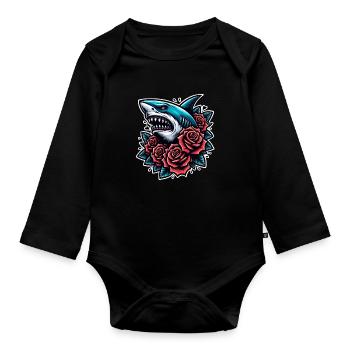 Requin - Body Bébé bio manches longues - noir - Devant