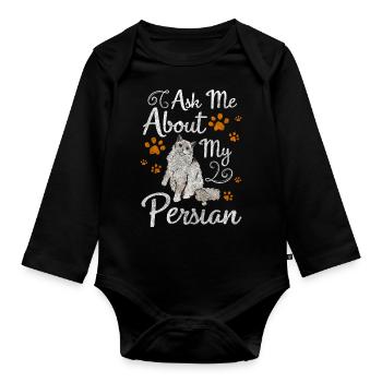 Perserkatze Süß Langhaarkatze - Baby Bio-Langarm-Body - Schwarz - Vorne