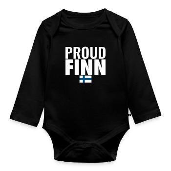 Proud Finn Finnland Finnische Flagge Finne - Baby Bio-Langarm-Body - Schwarz - Vorne