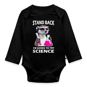 Prendre du recul - un suricate s’essaie à la science - Body Bébé bio manches longues - noir - Devant