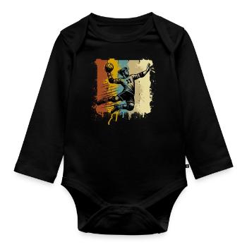 Handball Handballer - Baby Bio-Langarm-Body - Schwarz - Vorne