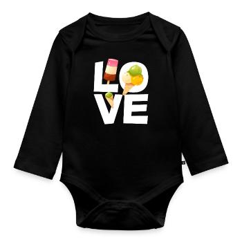 L’amour pour les amateurs de glaces - Body Bébé bio manches longues - noir - Devant