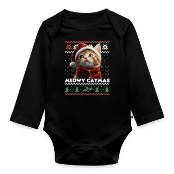Le look de Noël assorti de Meowy Catma avec chaton - Body Bébé bio manches longues - noir - Devant