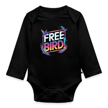 Free Bird - frei wie ein Vogel - Organic Longsleeve Baby Bodysuit - black - Front