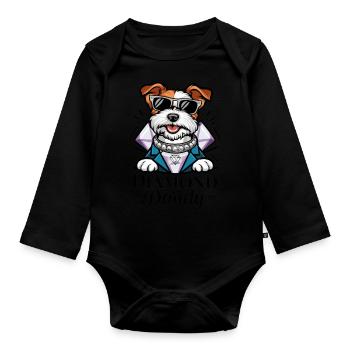 Dandie Dinmont Terrier in Cartoon Design - Organic Longsleeve Baby Bodysuit - black - Front