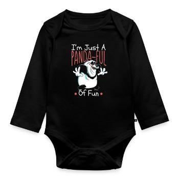 Je ne suis qu’un panda plein de plaisir ami panda - Body Bébé bio manches longues - noir - Devant