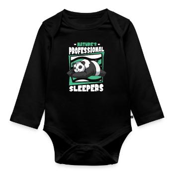 Nature's Professional Sleepers Panda Bear Friend - Organic Longsleeve Baby Bodysuit - black - Front