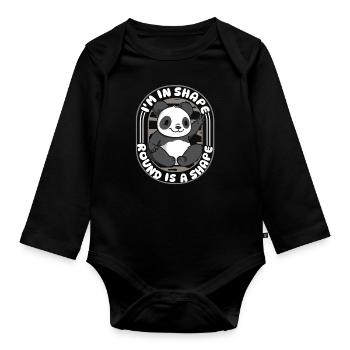 Je suis en forme rond est un ami ours panda en forme - Body Bébé bio manches longues - noir - Devant