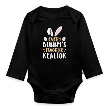 Realtor - Organic Longsleeve Baby Bodysuit - black - Front
