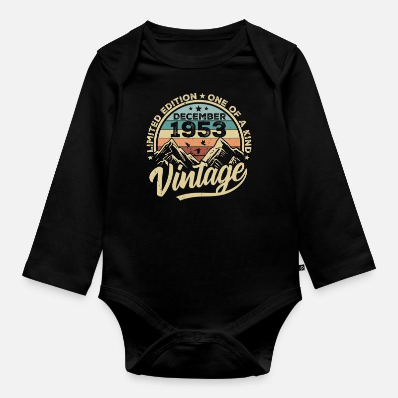 Original Décembre 1953 - Cadeau d’anniversaire 72e - Body Bébé bio manches longues - noir
