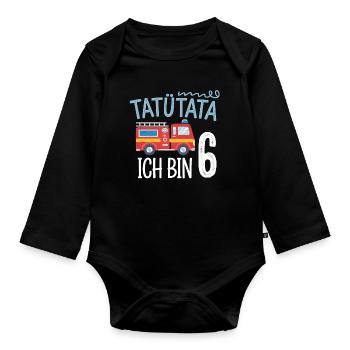 6e anniversaire de la brigade de pompiers de Tatütata - Body Bébé bio manches longues - noir - Devant