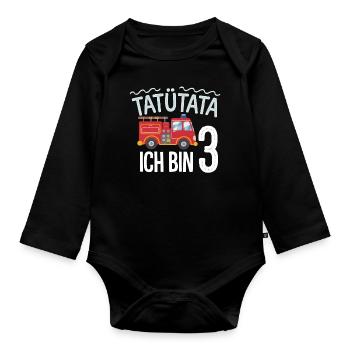 3e anniversaire de la brigade de pompiers de Tatütata - Body Bébé bio manches longues - noir - Devant