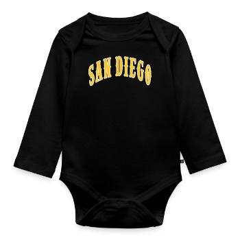 San Diego - Organic Longsleeve Baby Bodysuit - black - Front