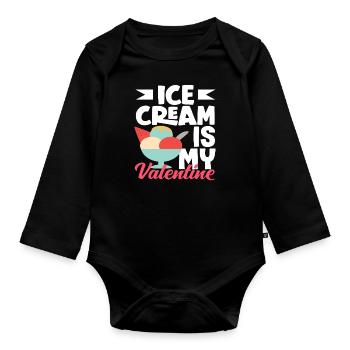 Amateur de glaces ma Saint-Valentin - Body Bébé bio manches longues - noir - Devant